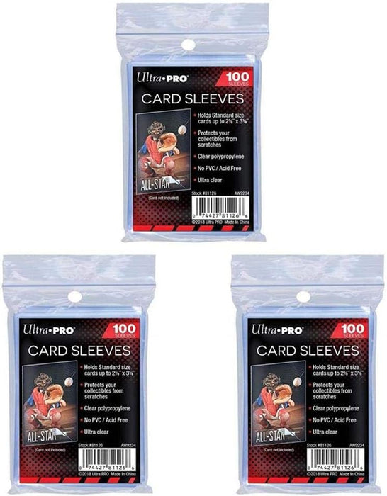 300x Ultra Pro standard regular soft penny card sleeves for trading cards such as Pokemon, Magic, sports cards, standard size, transparent