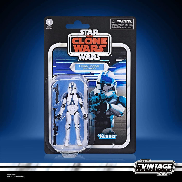 Star Wars Hasbro The Vintage Collection Clone Trooper (501st Legion) Toy, 9.5 CM Scale The Clone Wars Figure